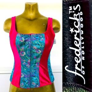 Frederick's of Hollywood Pink & Teal Floral Corset Top